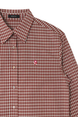 Heart Logo Overfit Check Shirt (wine)