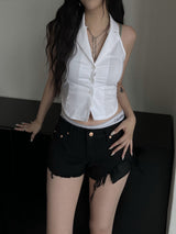 y2k back slit halter vest