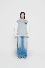 24FW PIXEL BEAR ARTWORK VARSITY JACKET MELANGE