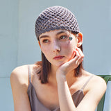 Heart Chain Crochet Short Beanie / Gray