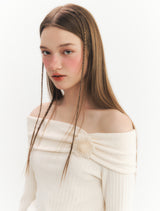 ミンキーオフショルダーTシャツ (Ivory)