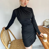 [SALE] ハーフタートルネックシャーリングアンバランスドレス