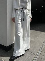 Obi Color Block Strap Pintuck Wide Long Slacks Pants (3 Colors)