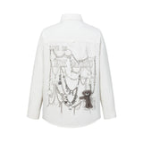 13DE MARZO Chains Illustrated Denim Shirt
