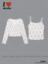 Mini Dog Printed Cardigan Top Set
