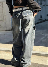 [Unisex] Dyeing denim cargo pants(2color)