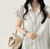Bronze stripe roll-up short sleeve shirt
