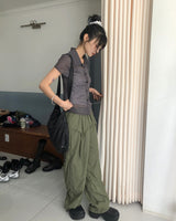 ノエルシアーサッカーVネックチェック半袖Tシャツ
