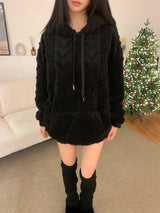 [UNISEX]Snowa cable Fleece Long Sleeve Hoodie 