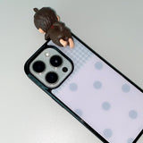 [MADE] DOT PATCH PHONE CASE PINK (glass black bumper)