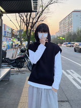 Over hood knit vest