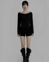 [mnem] alter snap boatneck tee (black)