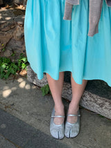 Henil Mesh See-through Tabi Mary Jane Flat Shoes