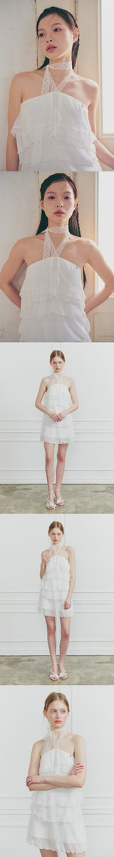 MAGNOLIA HALTER DRESS white