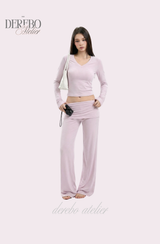 マリー ピンク Vネック トレーニング セットアップ(pants)