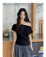 Off Shoulder Ruched Short Sleeve Top