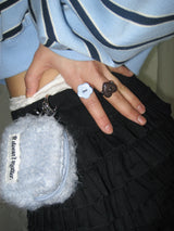 Sewing Button Ring (Flower, Blue)
