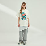 フラワードローイングオーバーサイズTシャツ_アイボリー