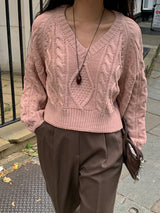 [MADE] Penton Cable V-Neck Crop Knit