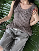 Gray washed damage wide pants