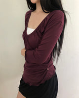 Higeul Shirred 7-Sleeve T-Shirt