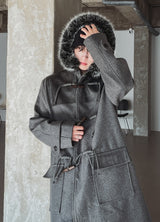 Free Raccoon Hood Duffle Coat