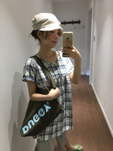 Dottie check short-sleeve blouse (3color)
