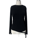アイレットバックルボタンヘムストラップロングスリーブティー(3 colors)