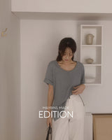 [MADE] Lira Unneck Slit Short Sleeve T-Shirt