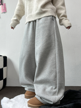 FLEECE-PICKABLE ❤‍🔥M-XL❤BASIC WIDE LONG PANTS UNISEX🖤🩶2COLOR