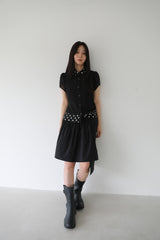 アンバランスミディスカート (BLACK)