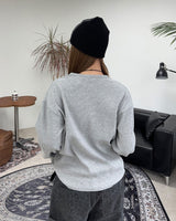 Tove Waffle Henley Neck Long Sleeve Tee