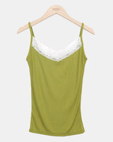 Curren Lace Ribbed Sleeveless Top