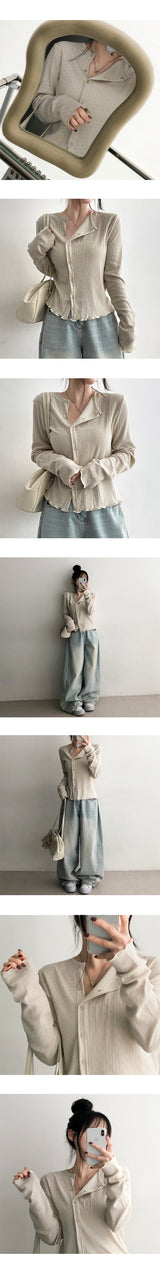 Shade Punching Pattern Snap Eyelet Cardigan