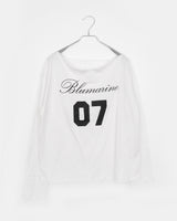 Maril ナンバー レタリングプリントワンショルダーロングスリーブTシャツ