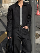 Herringbone shoulder denim jacket
