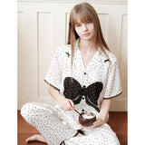 Black and white polka dot printed pajamas｜Suitable for all seasons