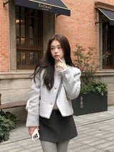 [SHOPPERMADE] ノーカラー Wool65 ダブルジャケット (2color)