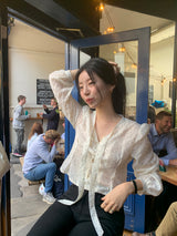[MADE] Shimiz Dotted Puff Blouse