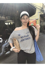 コントロールオフショルダールーズフィットショルダースリーブTシャツ