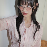 Tipe Geek-chic Prepee Stripe Tie Set Shirt