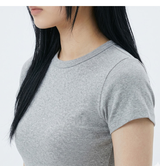 ストレッチコットンスリムショートスリーブTシャツ メランジ