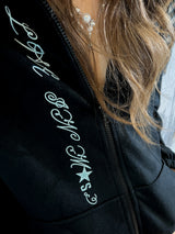 Dozzing hooded zip-up ( Black )