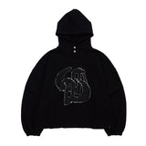 ウォッシュドデニムアップリケショートフーディー_ブラック