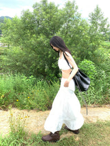  Garden Ethnic Lace Bustier & Long Maxi Skirt 2PCS SET (Ivory)