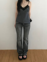 Satin Lace Sleeveless Top (2 colors)