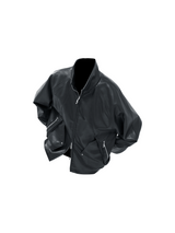 RELABEL Spatial Relations (Vietnam) Deconstructed, segmented, concealed multi-layering Multi-pocket silhouette leather jacket