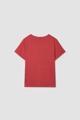 %% ロゴロールアップTシャツ / ウォッシュドレッド