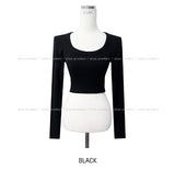 Bit Deep U-Neck Ribbed Crop Long Sleeve