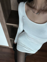 Mad See-through Inner U-Neck Long Sleeve Tee (2 colors)
